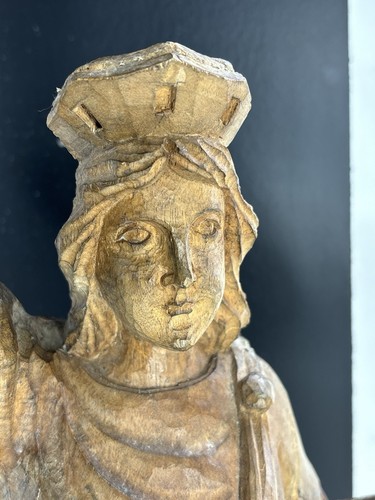 Early 20th ANTIQUE HAND CARVED FOLK ART LADY STATUE OF LIBERTY WOOD - Picture 3 of 23