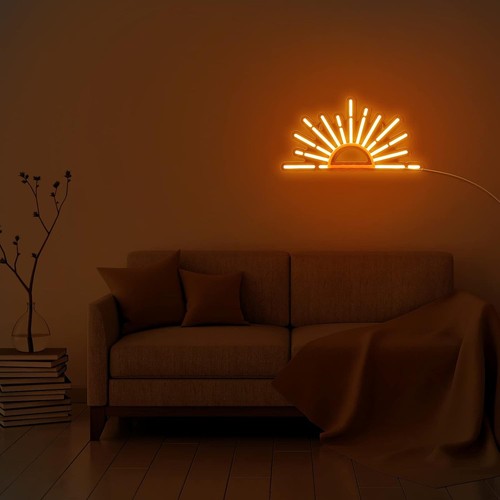 Ganeen Orange Sonnenaufgang Sonnenuntergang Leuchtreklame Boho Wandbild Lichter für weiß - Bild 6 von 7