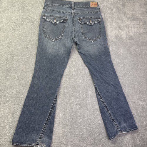 GUESS JEANS Flare Leg Med Wash Denim Vintage Distressed Bell Bottom Damen Gr. 32