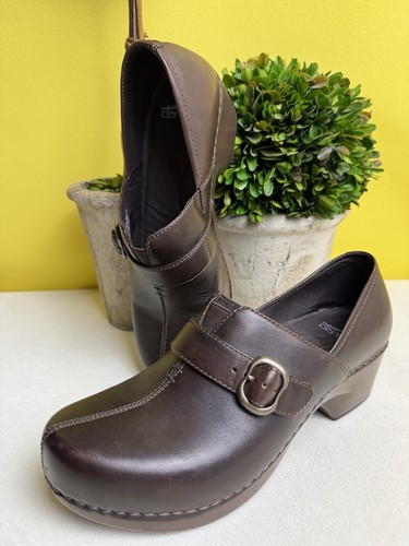 Dansko Shoes Womens 39 Tamara Slip On Clogs Brown Leather Buckle 4800457800 - Picture 4 of 9