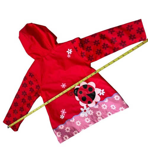 Stephen Joseph Toddler Kids Cute Red/Pink Floral Lady Bug Rain Coat, Size 3T - Picture 9 of 9