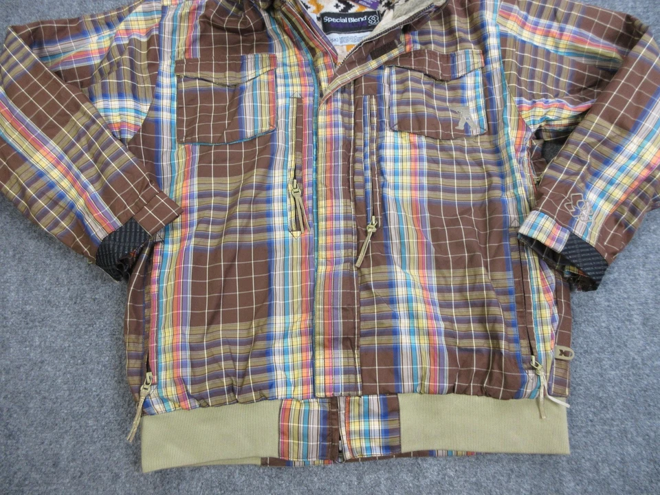 Chaqueta revólver vintage mezcla especial para hombre mediana marrón a cuadros snowboard 15K Foto 2 de 4