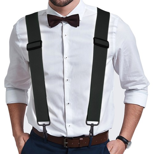 Buyless Fashion Suspenders - 48' Elastic Adjustable 2' Wide - X Back Black Hooks - Picture 35 of 77