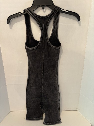 NWT AS Revival Women’s Black Dark Wash Ribbed One Piece Activewear Small - Picture 6 of 7