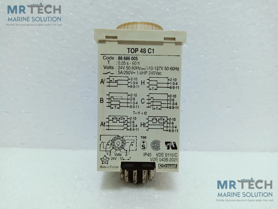 Crouzet TOP 48 C1 Timer 0,05s – 60h 24v 50-60hz 110-127v  5a/250v~ 1/4hp 240Vac - Image 2 of 4