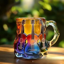 Painted Book Mug 3D Painted Guitar Coffee Cup Unique Colorful Cup Collection