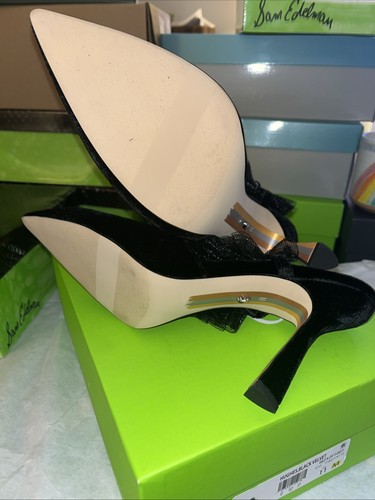 Sam Edelman Hughes schwarze hochhackige Samt-Pantoletten UVP 160 $ 11 M neu - Bild 8 von 12