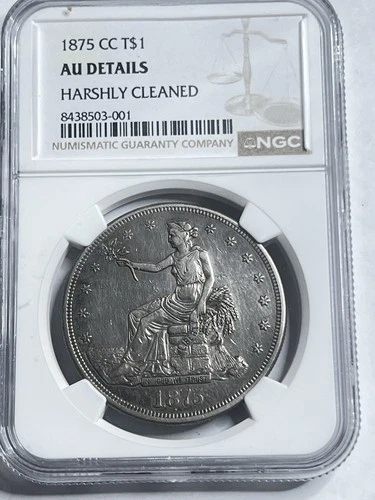 1875-CC Trade Dollar NGC AU Details Harshly Cleaned Carson City $1