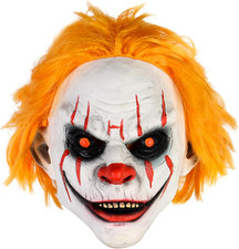 Halloween Scary Clown Mask Adult Evil Killer Orange Hair Full Head Latex Mask Cr