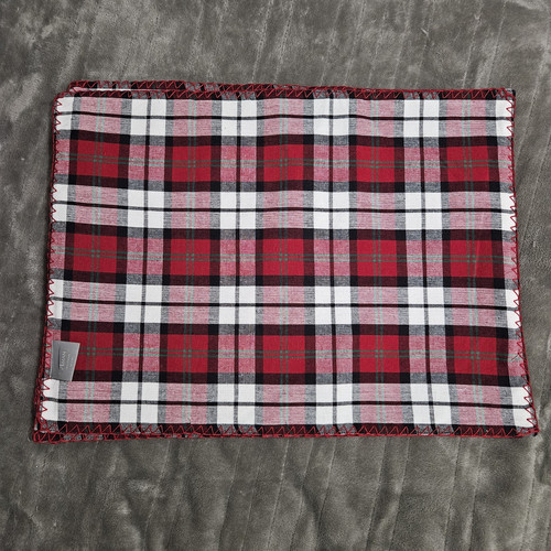 AMAN Rustic Stag Deer Head Reversible Red Plaid & Gray Placemats Set of 6 14x19 - Bild 2 von 5