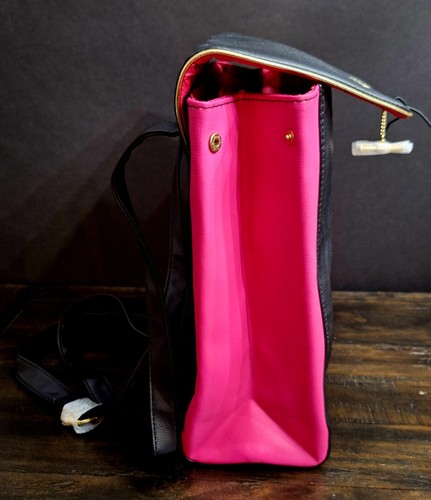 Y2K Juicy Couture Black & Hot Pink 100% PVC Travel Backpack/Bag - New - Picture 5 of 12