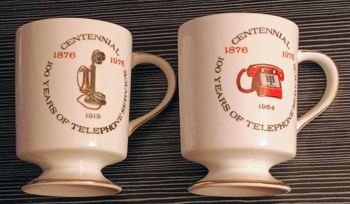 2 BICENTENNIAL UNITED STATES CENTENNIAL TELEPHONE MUGS VILETTA ROSEBURG 1976 ORE - Picture 1 of 4