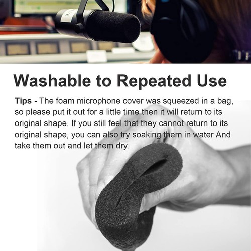 20Pack Black Foam Microphone Windscreen, Mic Foam Covers Handheld9604 - Imagen 5 de 6