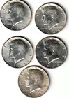 1964 kennedy half dollar lot of 5