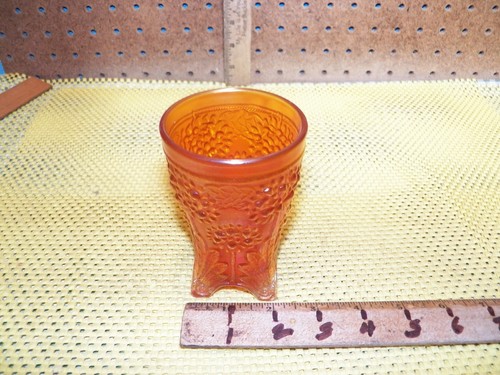Vintage FENTON "Orange Tree" Marigold Carnival Glass Footed Tumbler - Picture 2 of 5