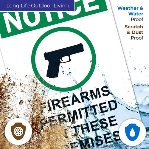 Aviso armas de fuego permitidas en estas instalaciones signo, - Imagen 22 de 86