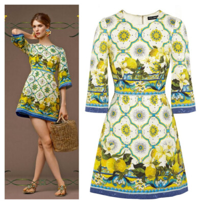 AUTH Dolce & Gabbana textured jacquard majolica lemons AUTH Dolce & Gabbana textured jacquard majolica lemons