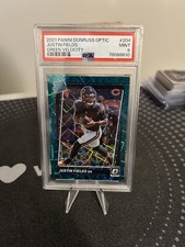 Justin Fields 2021 Panini Donruss Optic RC Rated Rookie Green Velocity PSA 9