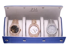 Jewelry Unlimited Leather Three Watch Travel Case