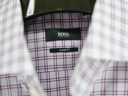Hugo Boss Sharp Fit Shirt Plaid Light Purple Long Sleeve Men 16 32/33 - Picture 3 of 7