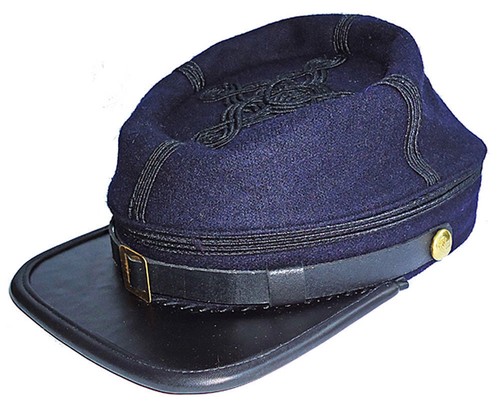 Civil War Union officer's Infantry leather Peak Kepi, Navy Blue with Black rows - Picture 14 of 15