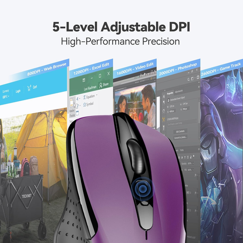 TECKNET Wireless Mouse, 2.4G Ergonomic Optical Mouse, Computer Mouse for Laptop, - Picture 7 of 12