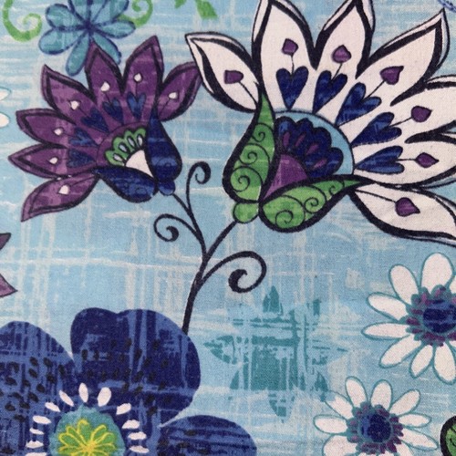 Blusa Médica S Just Love Enfermera 2 Bolsillos Turquesa Brillante Púrpura Flores Verano - Imagen 7 de 13