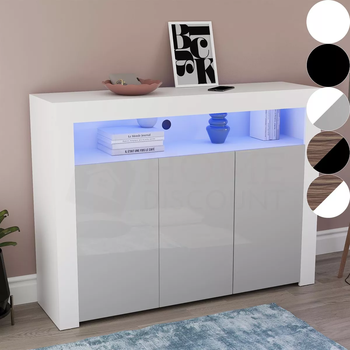 Led sideboard white gloss outlet