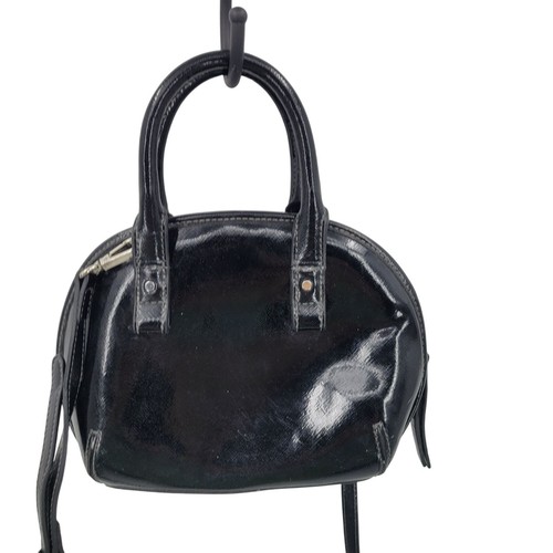 Borsa a tracolla vintage nera ecopelle verniciata mini manico superiore trendy - Foto 4 di 11