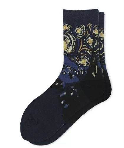 Calcetines unisex de pintura de bellas artes de fama mundial Mona Lisa el grito noche estrellada... - Imagen 30 de 34
