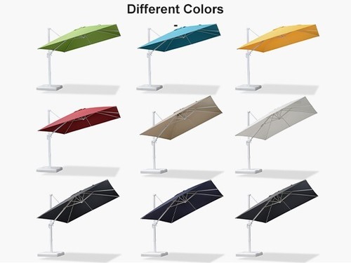 PURPLE LEAF White Square Patio Umbrella Outdoor Cantilever Umbrella With Base - Picture 4 of 20