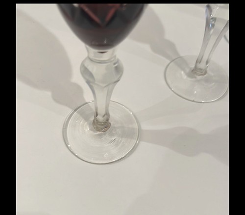 Ajka Marsala Nachtmann böhmisch geschnitten Kristall Rubinrot geriffelt Champagner 3er Set - Bild 4 von 8