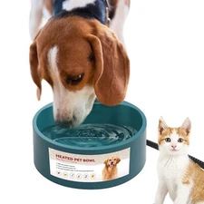 Heated Water Bowl for Outdoor Cats Dogs 2.2L Heated Waterer for Chickens 