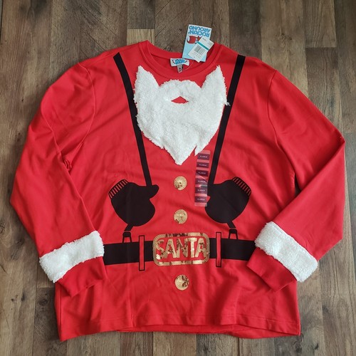NEW Rockin  Around Hipster Santa Sweatshirt Beard Size XL Ugly Sweater - Picture 1 of 7