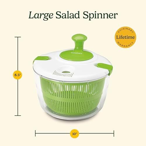 arge Salad Spinner, 5-Qt , Vegetable & Fruit Salad Washing Bowl with Strainer, Q - Picture 5 of 5