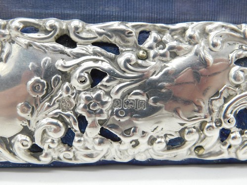 Edwardian Sterling Silver Floral Pattern Picture Frame Antique 1906 Birmingham - Picture 7 of 11