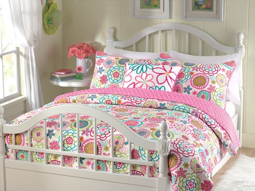 Mariah Polka Dot Flower Reversible Quilt Set, Bedspreads, Coverlet - 第 1/16 張圖片