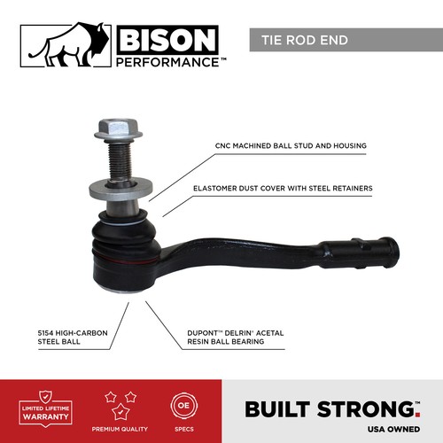 Bison Performance Outer Steering Tie Rod End For Chevrolet Trax 13-22 Hydraulic - Picture 2 of 4