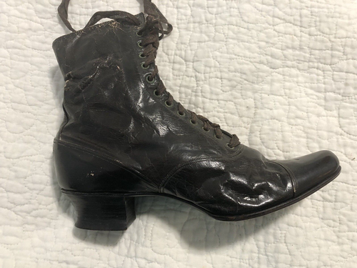 Vintage Victorian/ Edwardian Boots Womens Brown Leather Lace Up 1900's - Picture 4 of 11