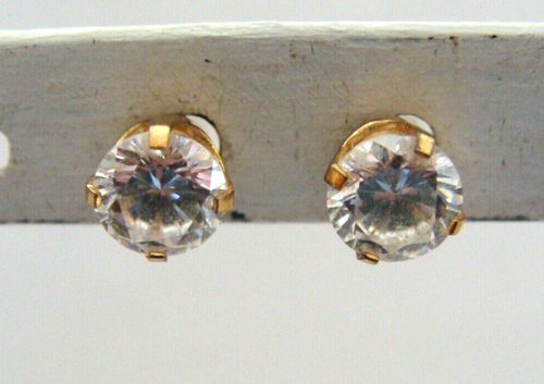14K Gold Stud Earrings With CZ Stones