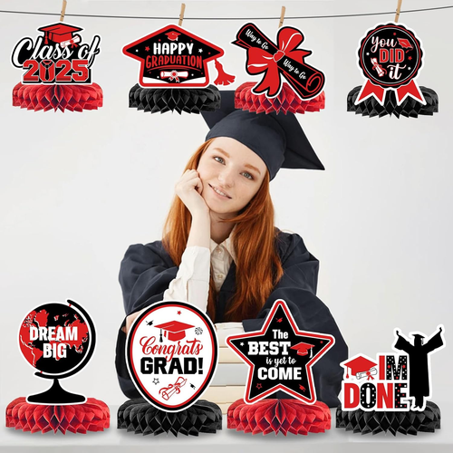 Red and Black Graduation Decorations 2025 Graduation Centerpieces for Tables 202 - Picture 4 of 5