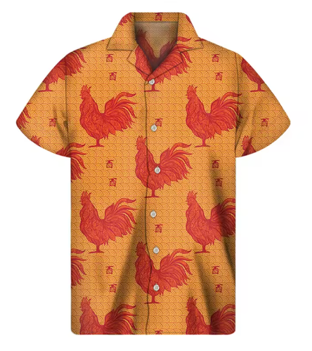 Mens Button Down Shirts Chicken Cockerel Printed Hawaiian Tops Novelty Ugly Gift - Picture 2 of 25