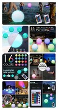 2Pc LED Beach Ball with Remote Control Pool Toys 16 Colors Lights Waterproof