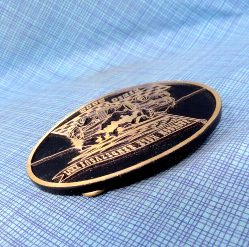 Jackson Hole Rendezvous 2002 Belt Buckle EIEIO Rod Run Car Show Vtg Brass.NOX197 - Imagen 7 de 9