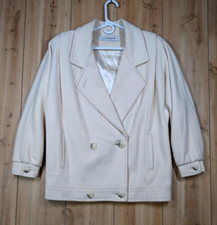 VTG 80s Mackintosh Ivory Wool Double Breasted Pea Coat Womens Sz 6 Made in USA