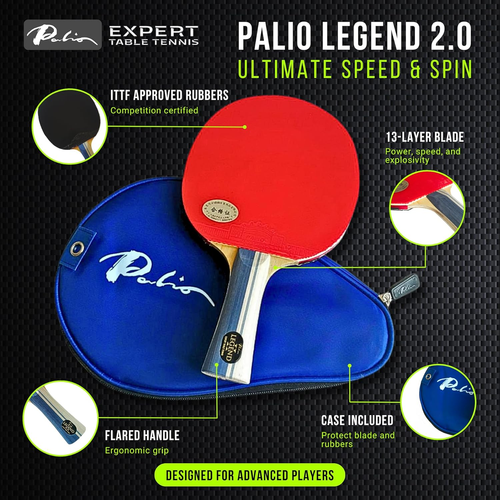 Racchetta e custodia da ping pong Palio Legend 2.0 | Ping pong avanzato approvato Ittf P - Foto 2 di 7