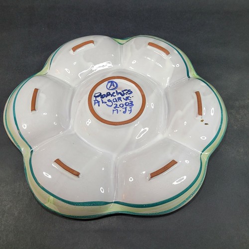 PORCHES ALGARVE Art Pottery Appetizer Tray Artist Signed Floral Hand Painted - Picture 5 of 6