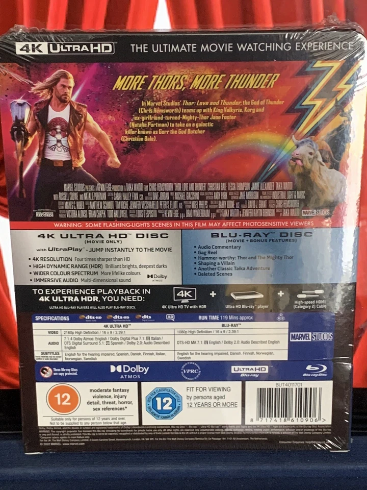 Thor: Love And Thunder Steelbook 4K Ultra HD + Blu-Ray - Boxset New Sealed - Image 2 of 2