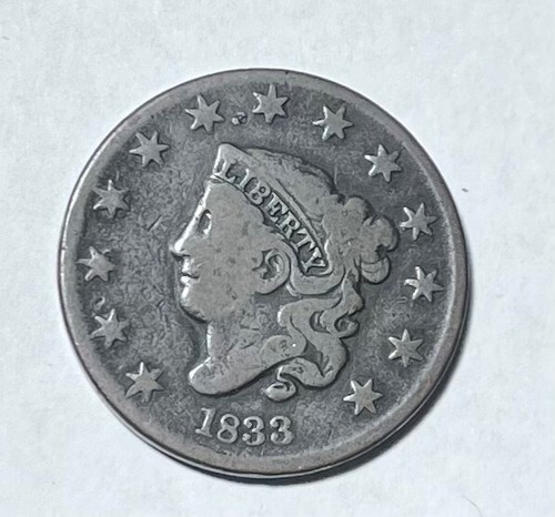 1833 coronet head large cent