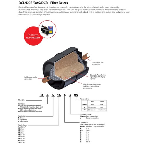 Danfoss 023Z5023 3/8in Liquid Line Refrigerant AC Filter Drier hvac refrigeratio - Imagen 2 de 4
